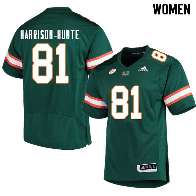 Women #81 Jared Harrison-Hunte Miami Hurricanes College Football Jerseys Sale-Green
